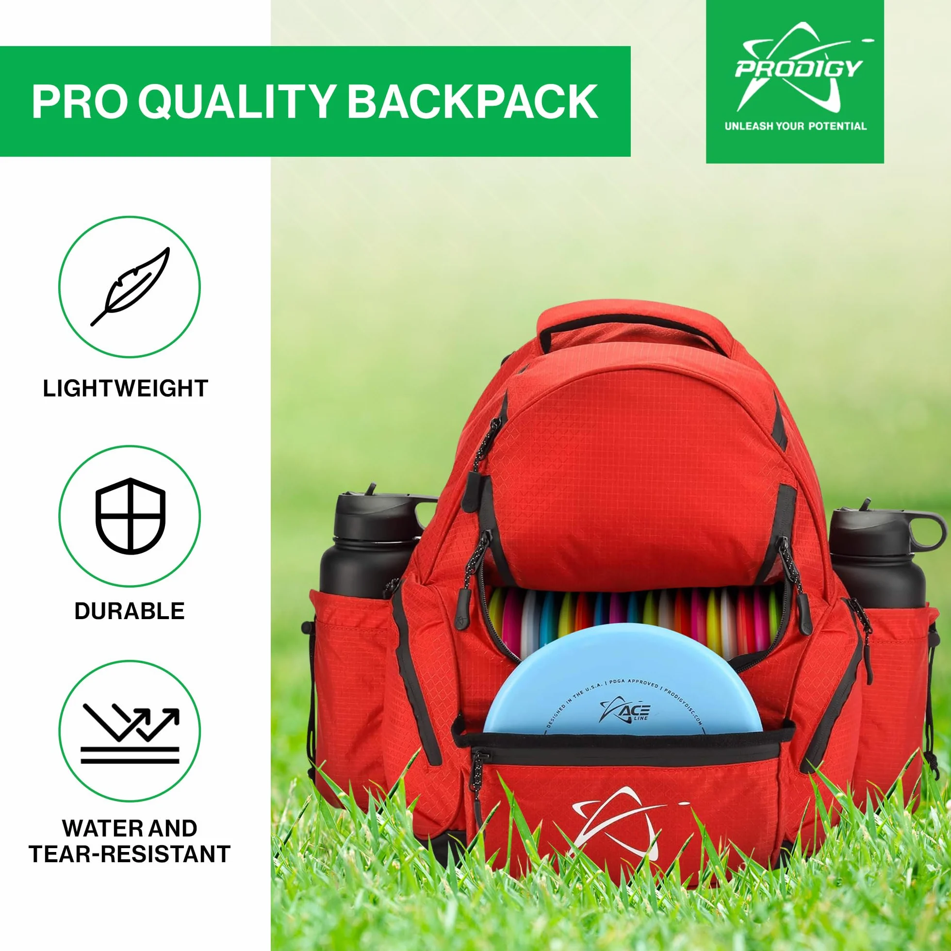 Prodigy Disc BP-3 V3 Disc Golf plecak | Torba golfowa Frisbee o pojemności 20+ dysków | Duża torba na dysk, odporna na rozdarcia i wodę
