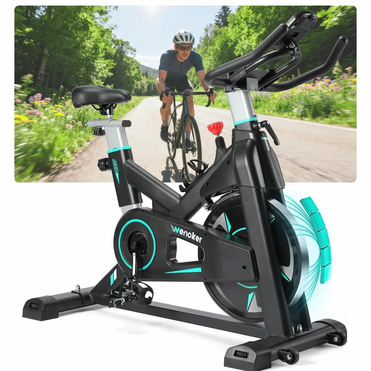 Wenoker rower treningowy magnetyczny stacjonarny z aplikacją, ciche koło zamachowe, monitor LCD, do 160 kg