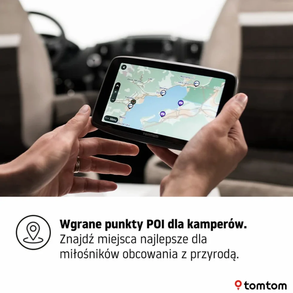 TomTom GO Camper Tour z 6-calowym ekranem (mapy Europy, informacje o korkach TomTom Traffic, punkty POI dla kamperów i pojazdów z przyczepą kempingową, aktualizacje przez Wi-Fi), Czarny