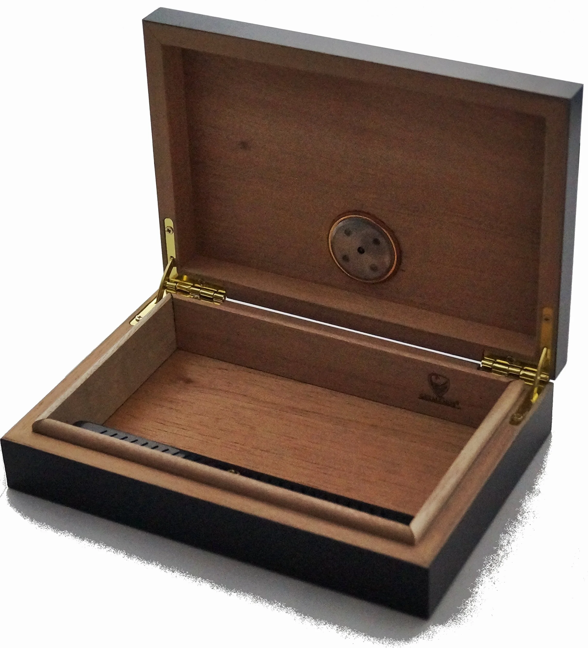 GERMANUS Humidor podróżny czarny z drewnem cedrowym wraz z humidor brevier w kolorze czarnym