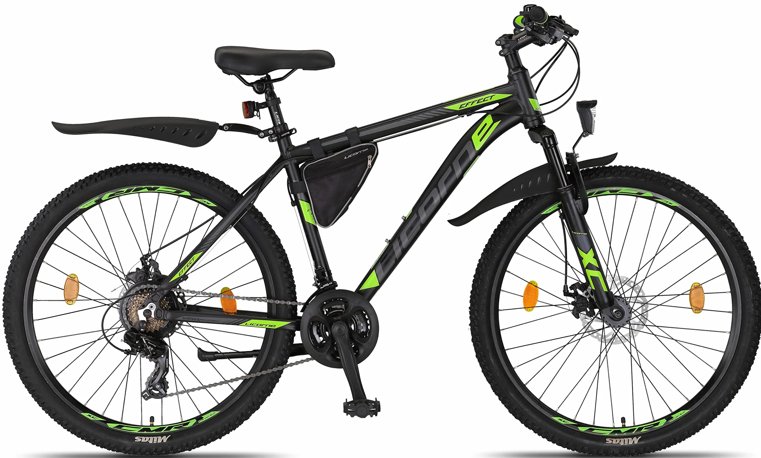 Rower górski Licorne Bike Effect aluminiowy 21-biegowy hamulec tarczowy czarny limonka