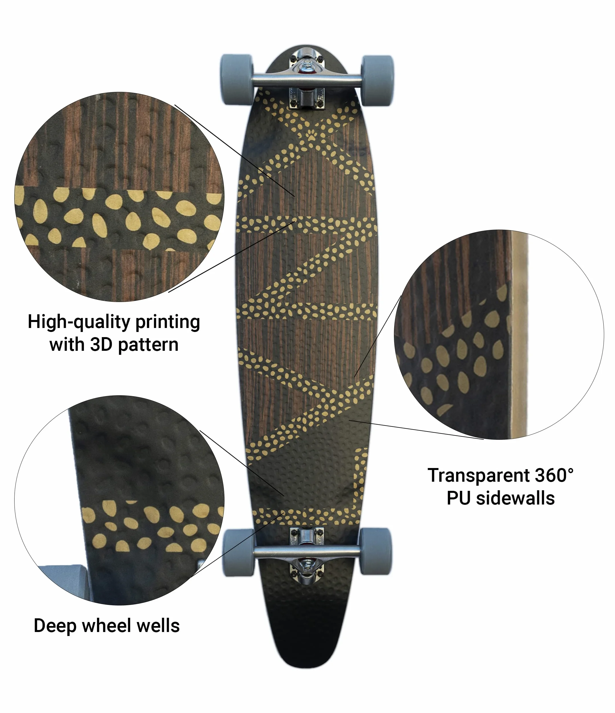 SWITCH Lynx Pintail Versatile Longboard Switch 97 cm: idealny do cruisingu, ABEC-9, włókno szklane, Flex Paris V2 150 mm Trucks, dla nastolatków i dorosłych, cruiser, wyprodukowano w Europie, lekki