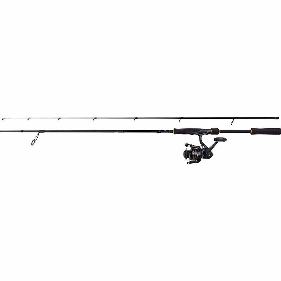 PENN Wrath II Labrax Spinning Combo, wędka i kołowrotek, wędkarstwo morskie, okoń morski z metalem, twarde lub miękkie przynęty, świetny stosunek jakości do ceny, unisex, czarny, 2,44 m, 20-50 g