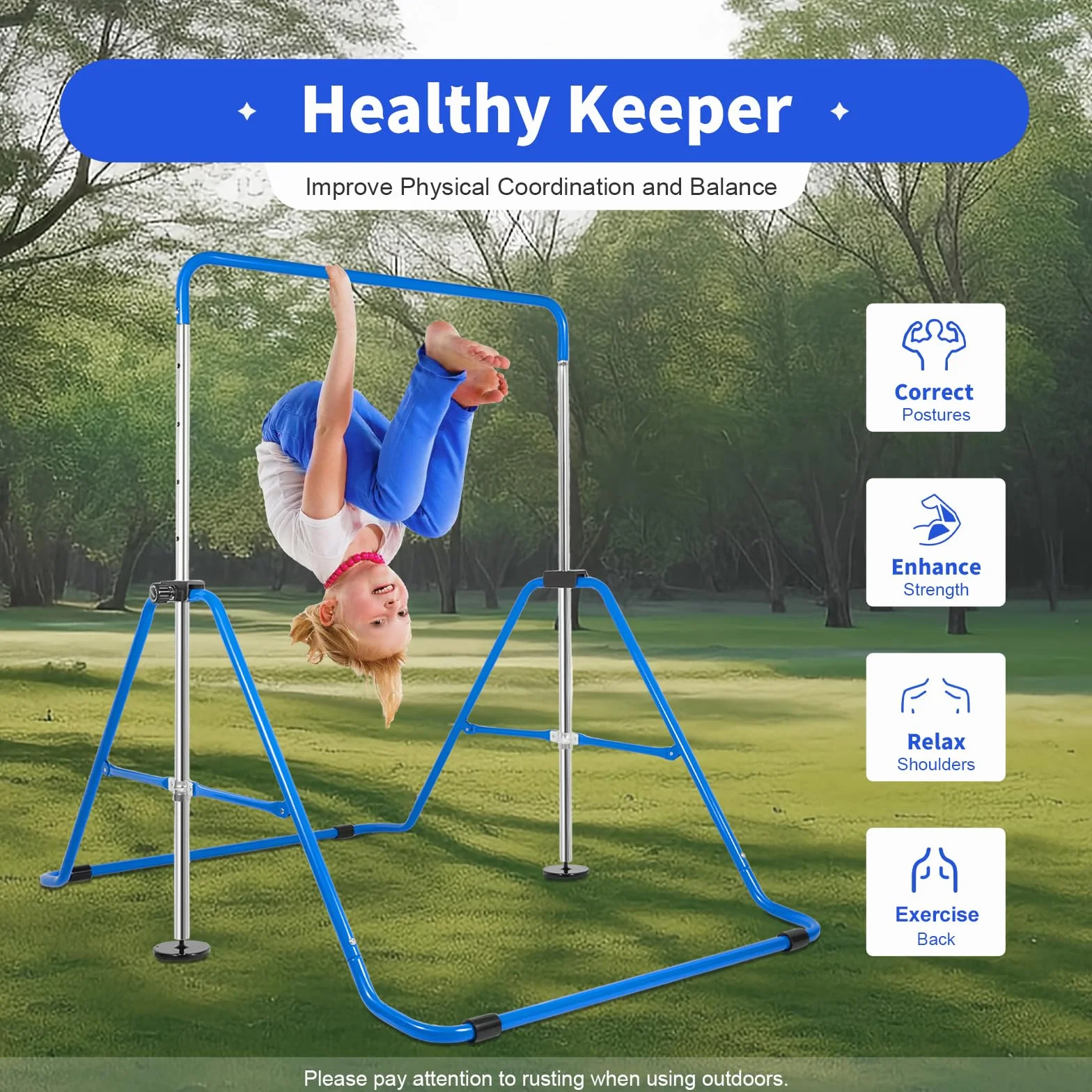 Poziomy Bar Gimnastyka Dzieci Ogród Reck Rozciąganie Siłownia Kołowrotki Sprzęt treningowy Outdoor Fitness Regulowana Wysokość Chłopiec i Dziewczyna