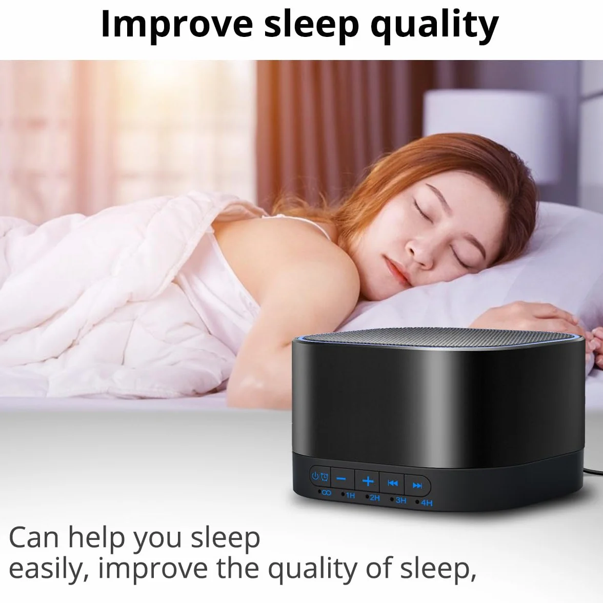 Magicteam Sound Machine White Noise Machine z 20 niezapętlającymi naturalnymi dźwiękami kojącymi i funkcją pamięci, 32 poziomy głośności, zasilany prądem zmiennym lub USB i timerem, terapia dźwiękiem