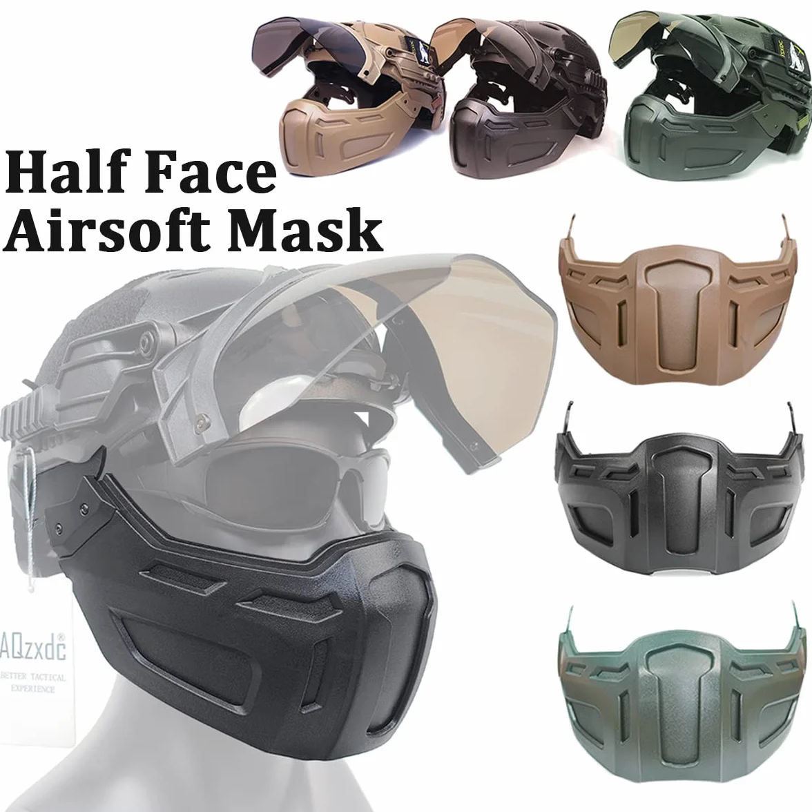 Kask do paintballu Airsoft z taktyczną półmaską i wizjerem, wojskowy sprzęt ochronny do BB Gun