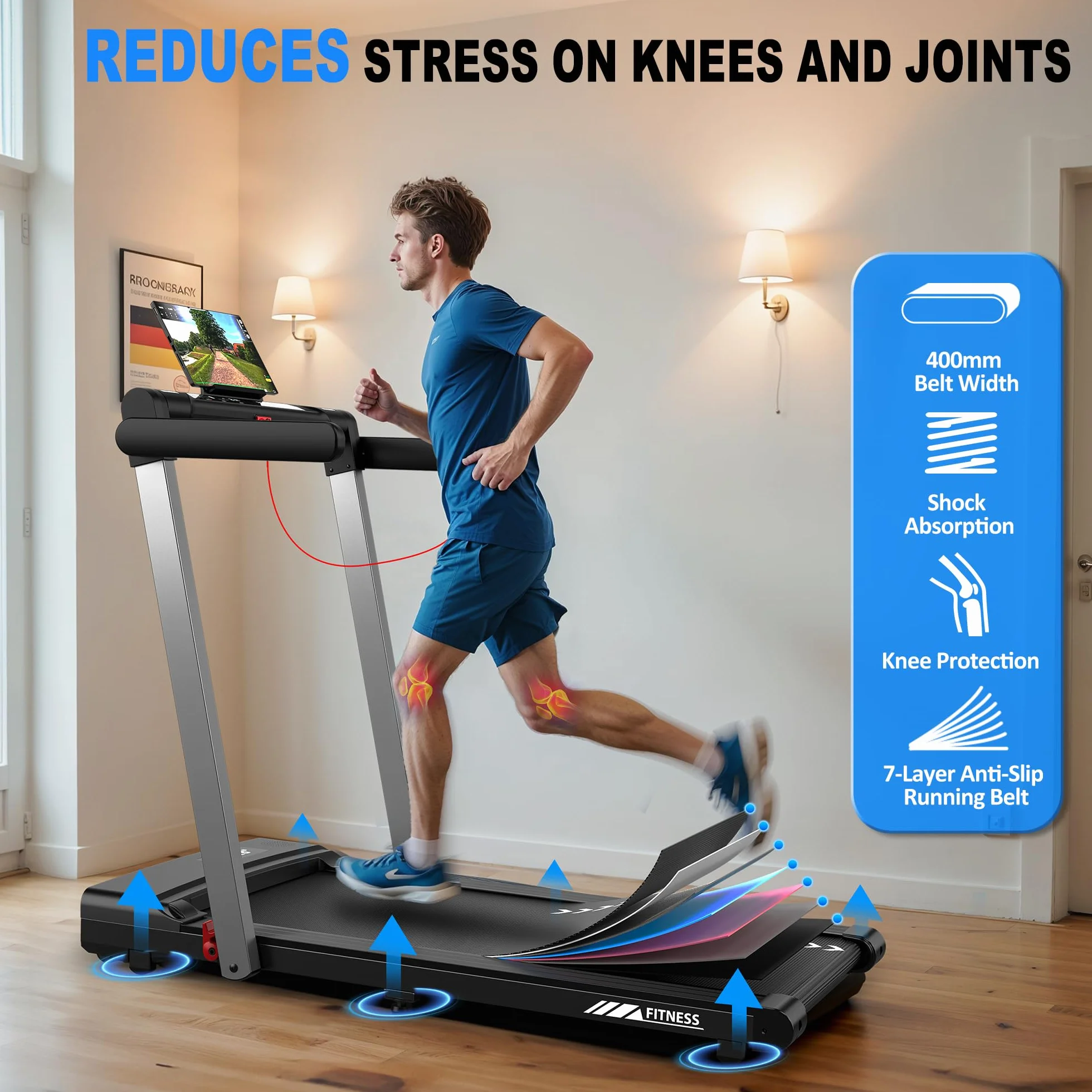 Walking Pad bieżnia do domu, 3 w 1 z silnikiem 2,5 KM, muzyka Bluetooth, 12 km/h i 12 programów treningowych, składana z aplikacją i pilotem zdalnego sterowania, idealna do treningu w domu