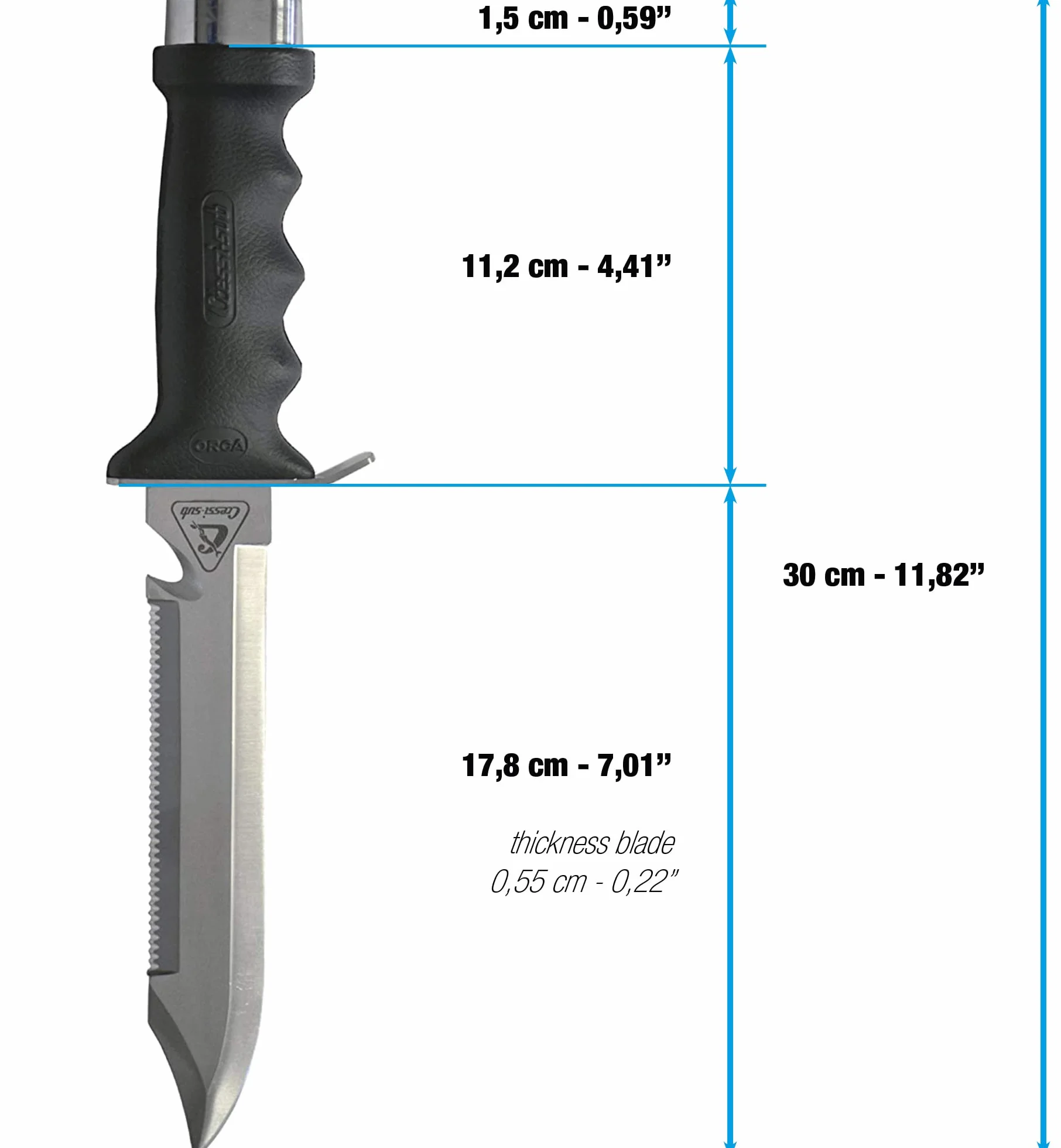 Cressi Orca Knife Nóż Do Nurkowania 30 cm Czarny