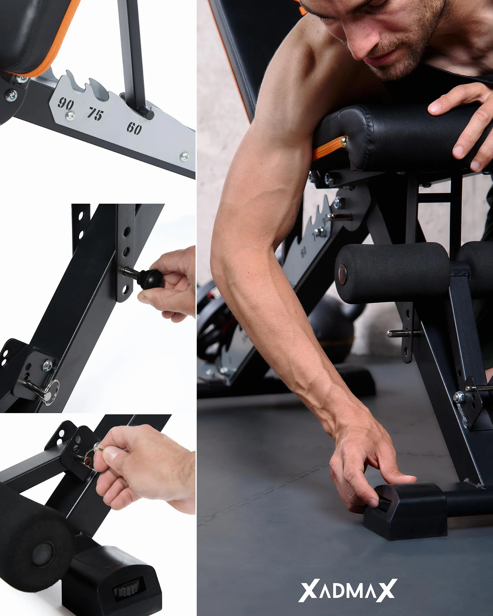 Ławka Treningowa Regulowana, Wyjątkowo Solidna i Stabilna, Udźwig do 360 kg, Składana Ławeczka Fitness, Ławka do Ćwiczeń Regulowana, do Domowej Siłowni