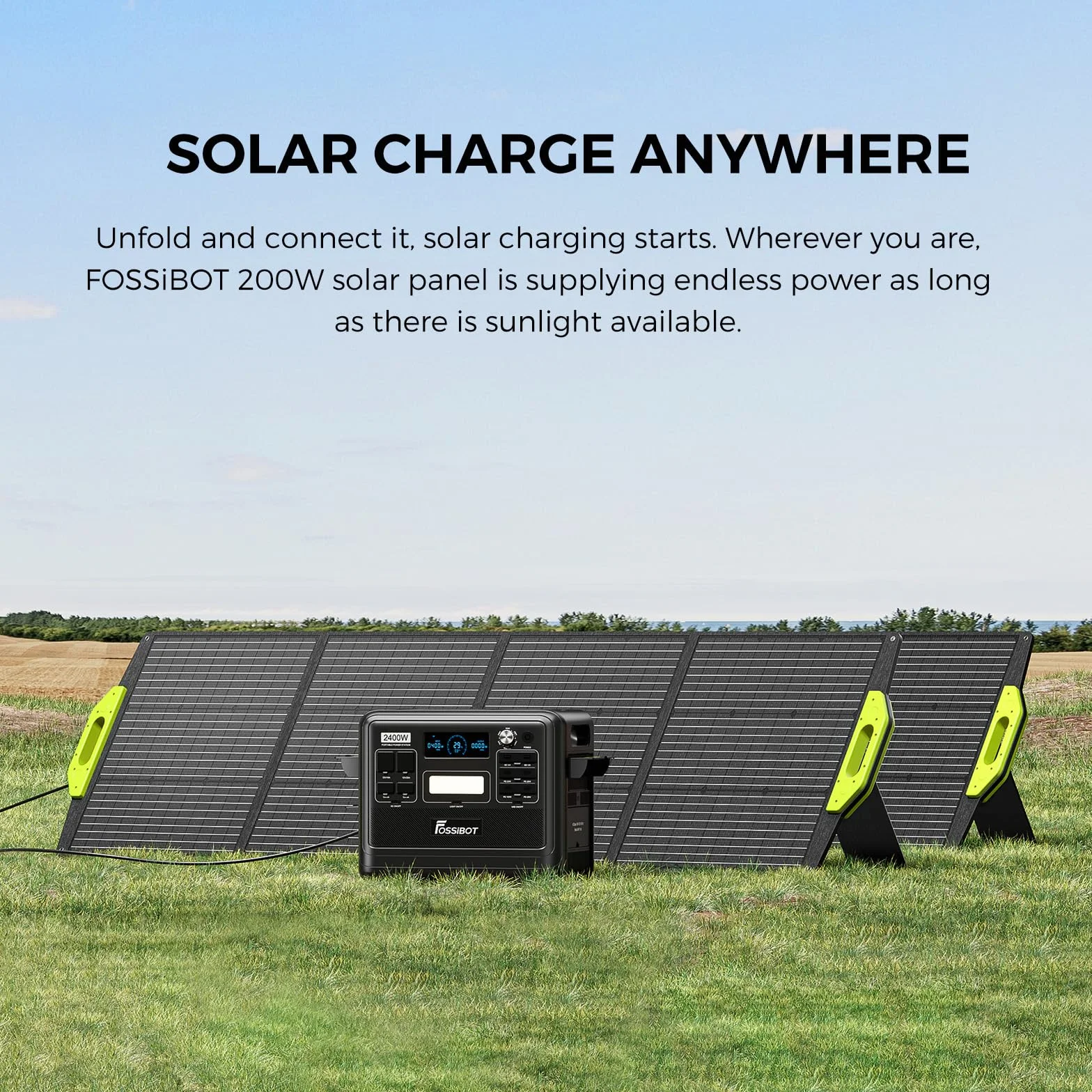 FOSSIBOT-PL SP200 Energia słoneczna Ładowanie słoneczne fold plate 200W słoneczny na kemping, F1200 F2400 F3600