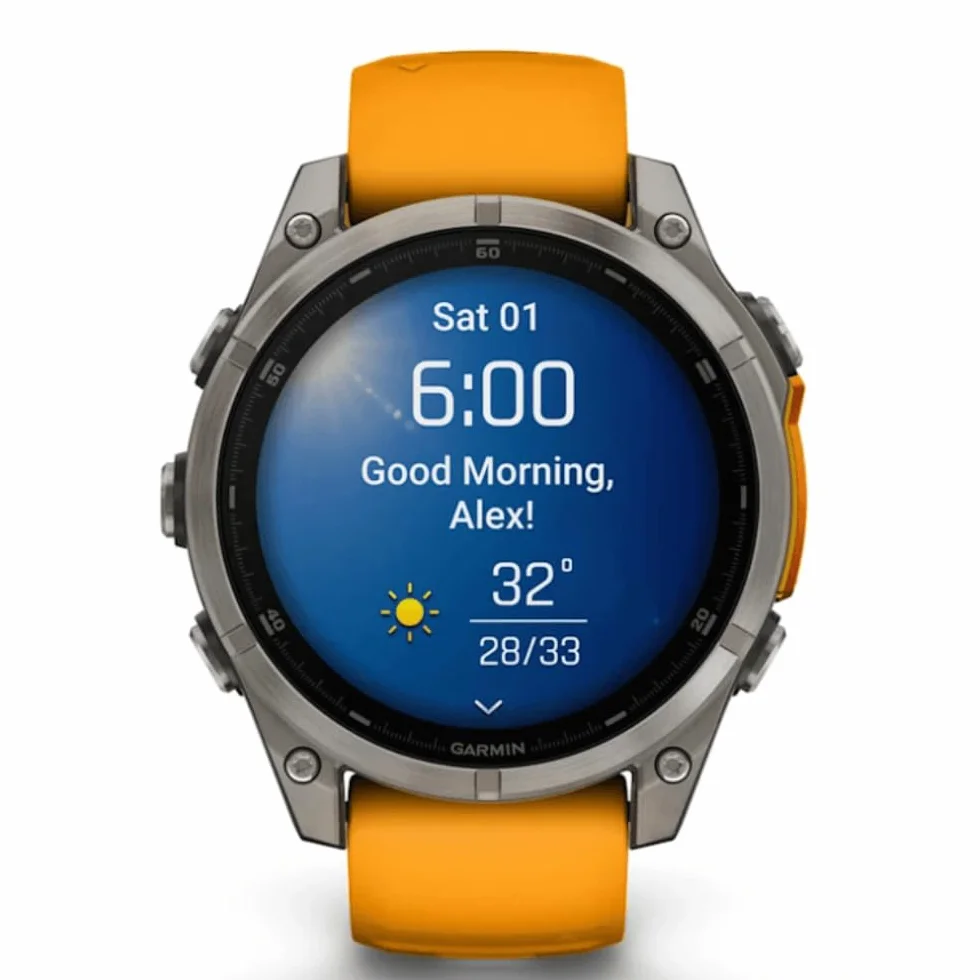 GARMIN FENIX 8-47 mm, AMOLED, SAPPHIRE TITANIUM ZE SPARKORANGE/GRAFITOWYM PASEM SILIKONOWYM