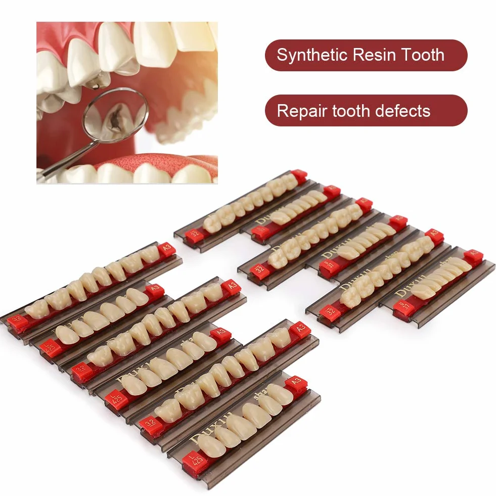 12 sztuk sztuczne zęby żywica proteza materiał dentystyczny żywica syntetyczna fałszywe zęby do wymiany DIY Halloween Artykuły dentystyczne