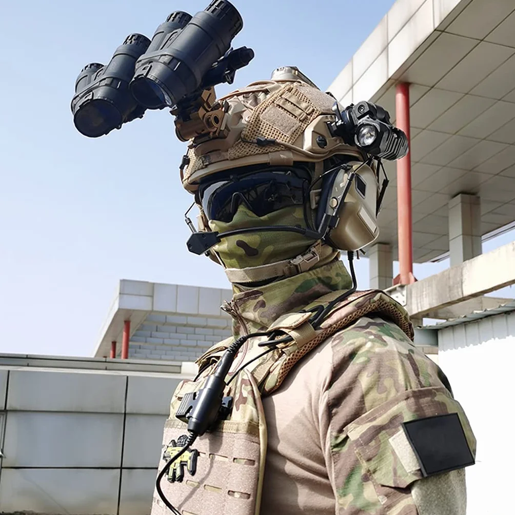 Zestaw szybkiego kasku, ochraniacz w stylu wojskowym z taktycznym zestawem słuchawkowym i pokrowcem na kask, do polowania na Airsoft Paintball na świeżym powietrzu