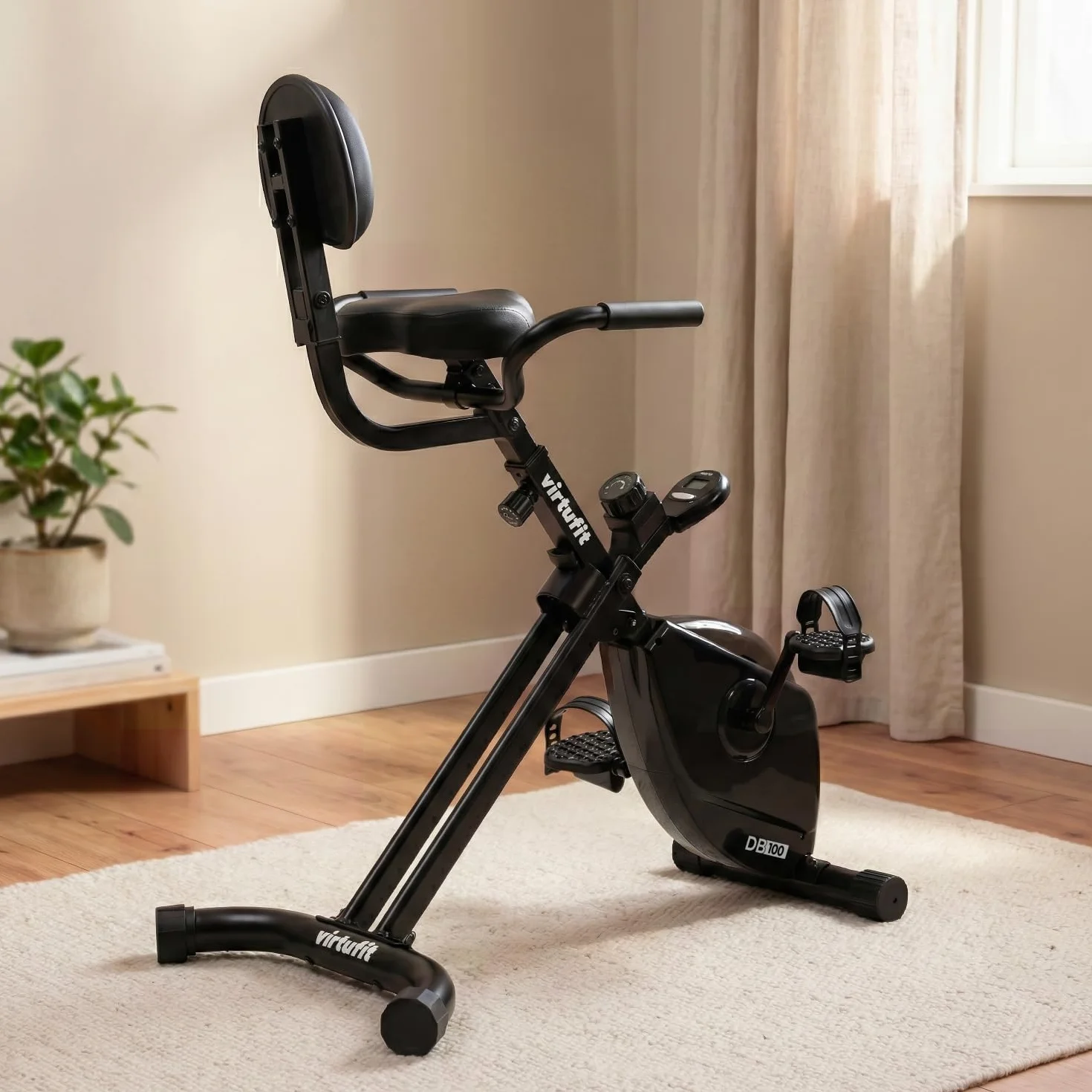 VirtuFit DB100 składany rower na biurko z oparciem, rower biurkowy z komputerem treningowym – w zestawie plan treningowy