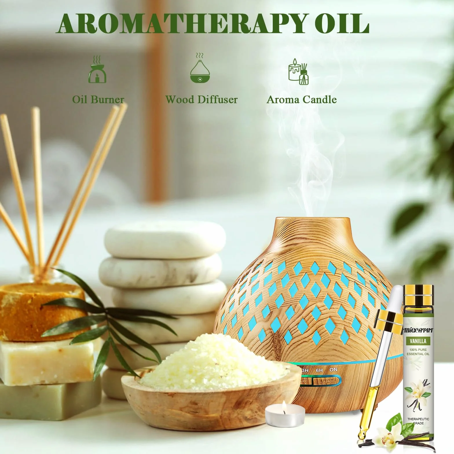 MIGCAPUT Zestaw Olejków Eterycznych 16 x 10ML, 100% Naturalne Olejki Zapachowe do Dyfuzory, Aromaterapii, Masaż, SPA, Kąpieli - Lawenda, Mięta, Drzewo Herbaciane, Eukaliptus, Kadzidłowca, Cynamon