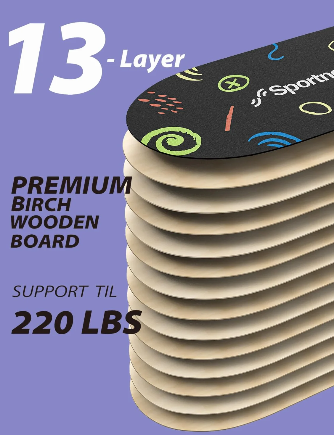 Sportneer Balance Board Wobble Board z regulowanymi stoperami i kółkami trener równowagi dla dzieci