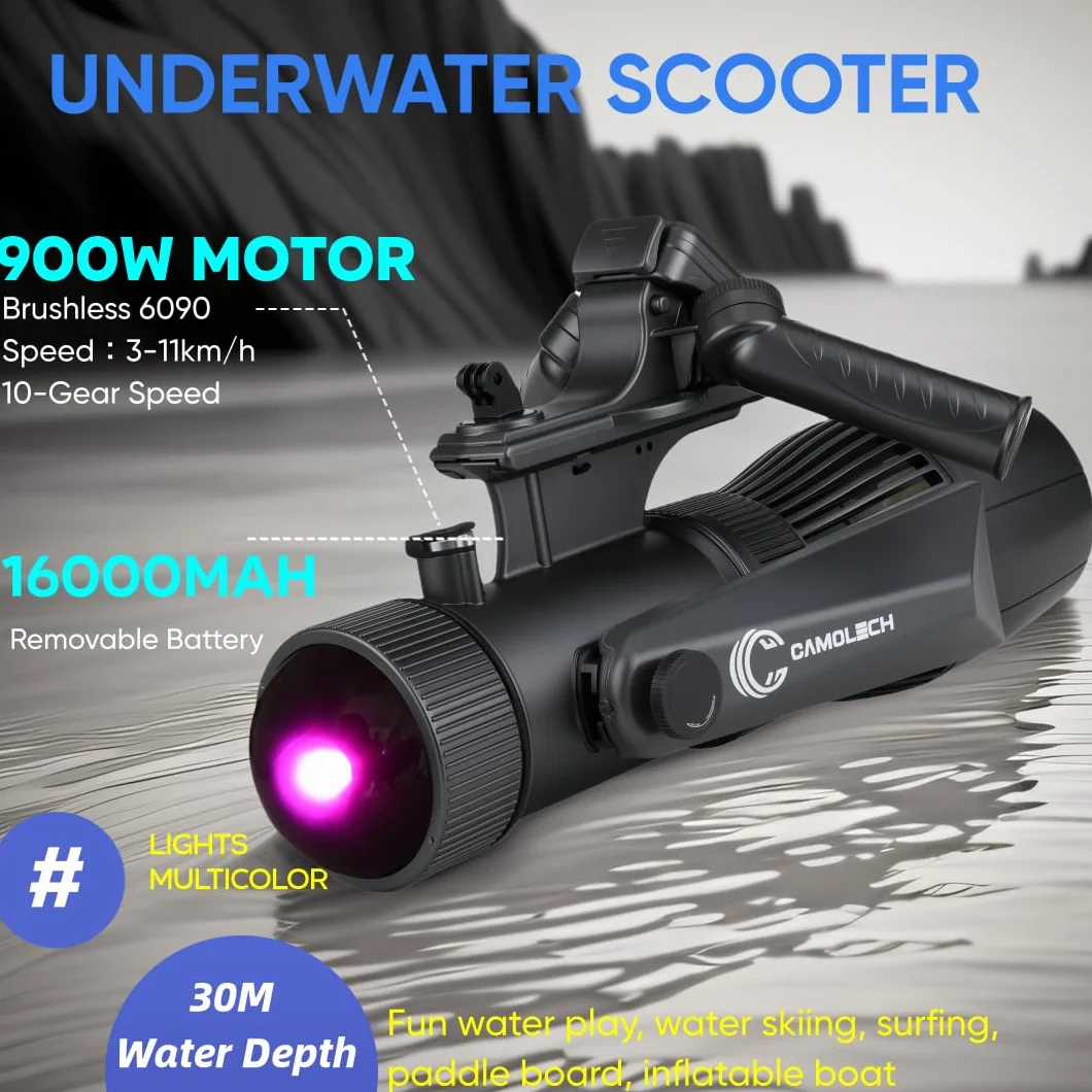 Hulajnoga podwodna 900 W z wymiennym akumulatorem 16 Ah, 2,8 m/s, do SUP, deski surfingowej, kajaka