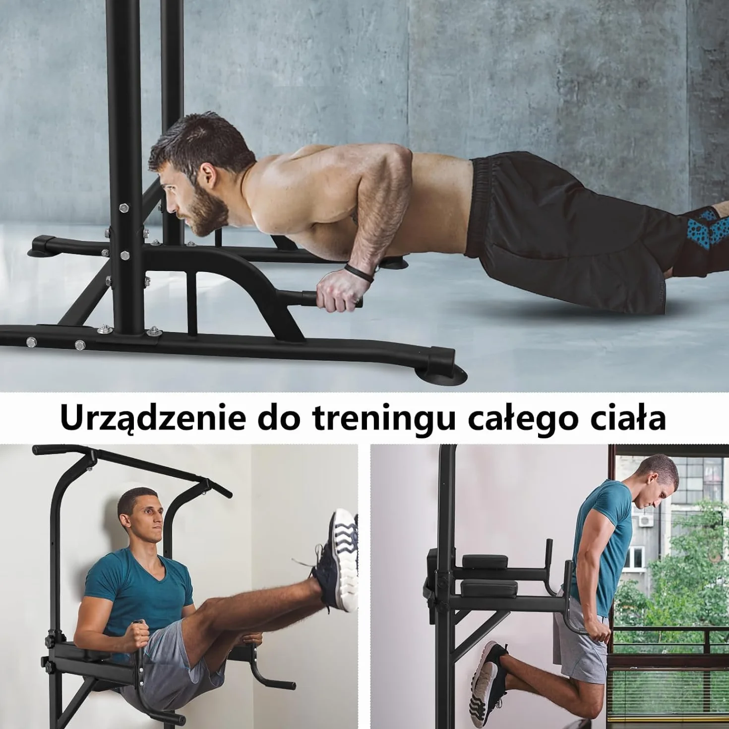 DH FitLife Power Tower Dip Station Sprzęt sportowy z drążkiem do podciągania, drążkami dip i plecami, stacją treningową, stacją fitness, rzymskim krzesłem kulturystycznym, Power Rack dla domu