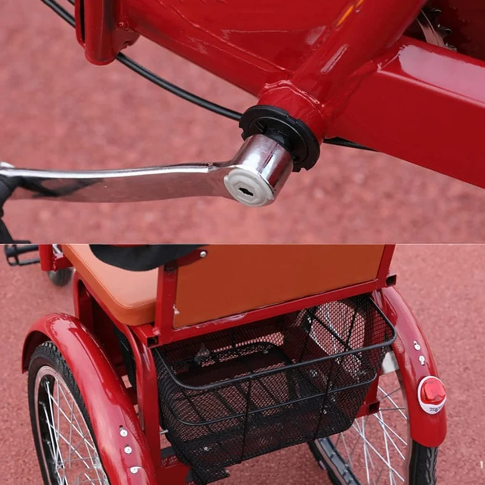 Rowery typu Cruiser dla dorosłych 20-calowy rower Trikr Duży kosz na zakupy, składane rowery trójkołowe z tylnym siedzeniem - na zakupy i ćwiczenia rekreacyjne