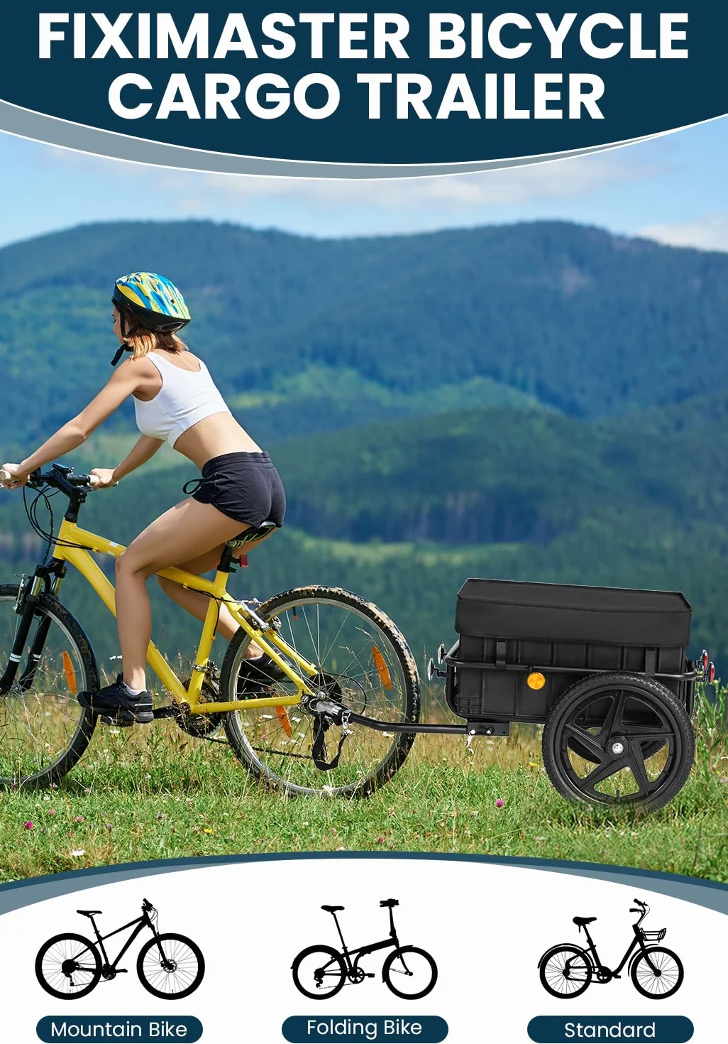 Przyczepa rowerowa 2 w 1, przyczepka rowerowa z uchwytem przesuwnym, stabilna żelazna rama, opony pneumatyczne 40 cm, obciążenie do 40 kg