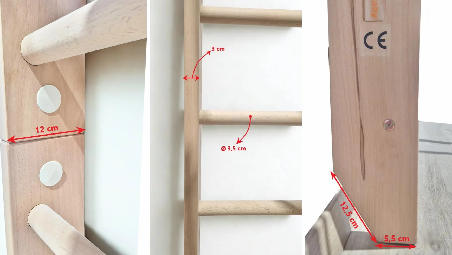 Ściana gimnastyczna drewniana "Kinder-1-220" – Drabinka Gimnastyczna dla Dzieci i Dorosłych, Wall Bar do Home Gym, Kids Room, Fitness, Ćwiczenia i Zabawa, Swedish Ladder, Wooden wall bar