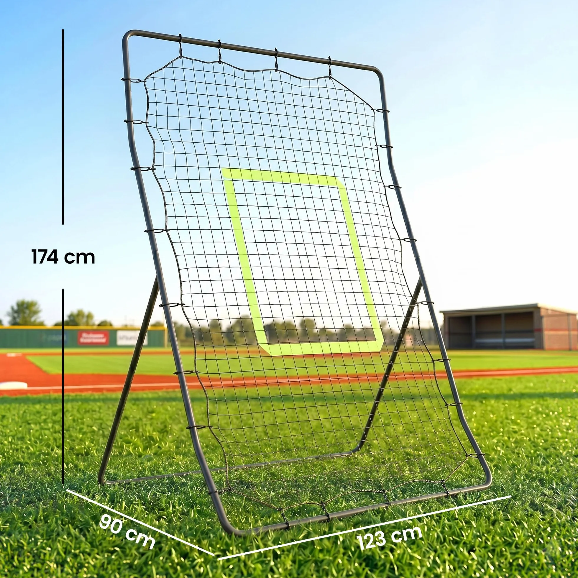 HOMCOM Baseball Rebounder, Tragebar Softball Pitchback-Netz, Rückprallnetz mit Ziel Zone, verstellbarem Winkel Pitching Netz für Basebälle Softbälle, Metall, Schwarz