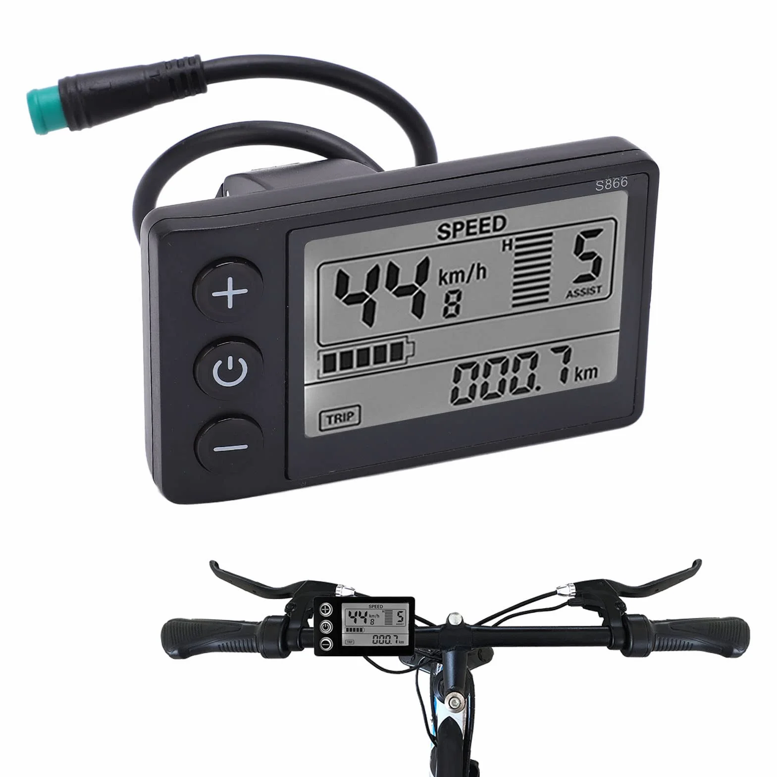 Keenso Miernik wyświetlacza LCD S866, 24 V, 36 V, 48 V, panel sterowania z wodoodporną wtyczką