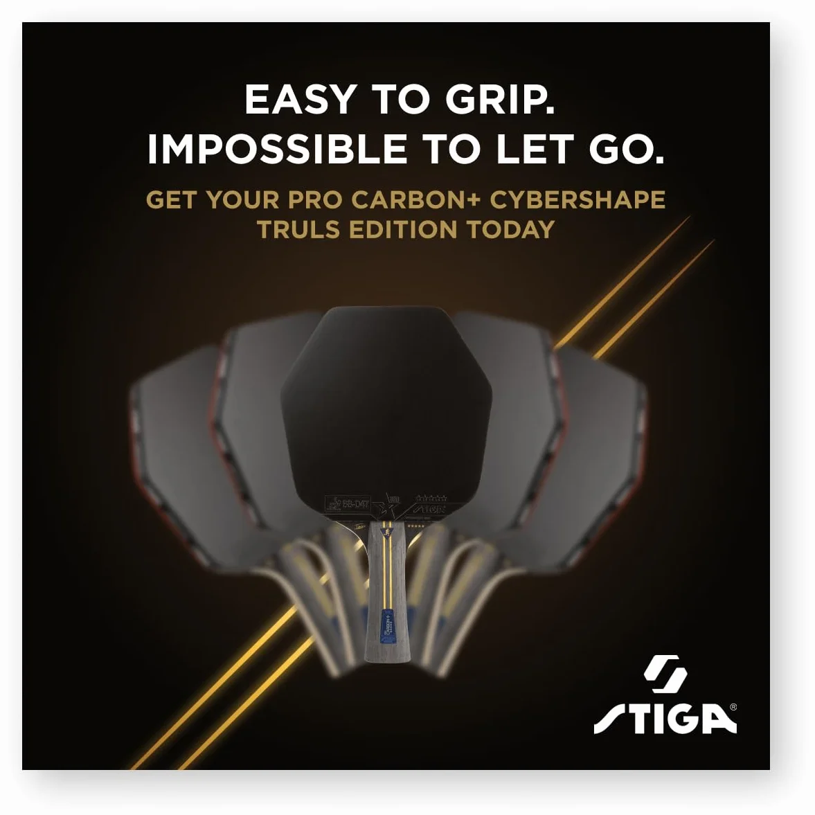 STIGA Pro Carbon Plus Cybershape Truls Edition kij do tenisa stołowego 5-gwiazdkowy, technologia Touch Carbon, gumy STAR5 ITTF