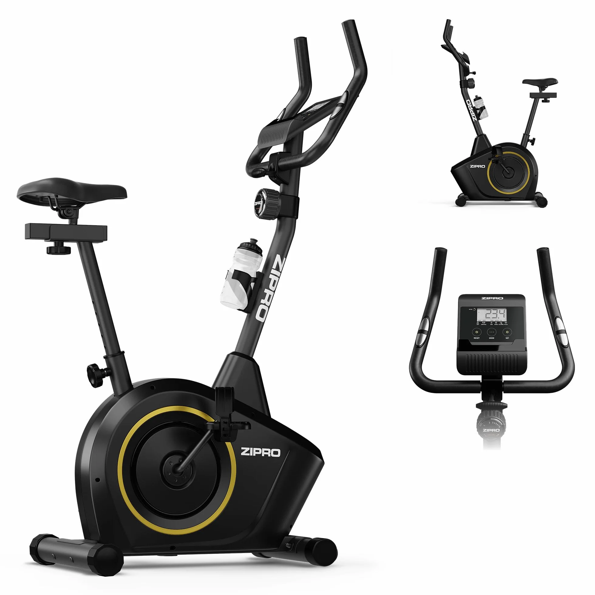 ZIPRO Rower Treningowy z 8 Stopniowym Oporem Magnetycznym, Pomiarem Pulsu, Wyświetlaczem LCD, Uchwytem na Telefon, Regulowanym Siodełkiem i Kierownicą, Rower Domowy do Treningu Cardio (Boost)