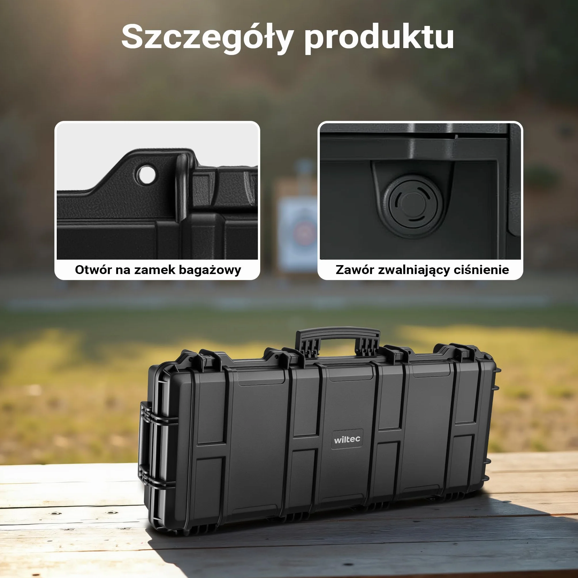 Wiltec Futerał na broń 97,8 x 42 x 17,3 cm walizka z pianką do bezpiecznego transportu z uchwytem, do airsoftu/pistoletu pneumatycznego