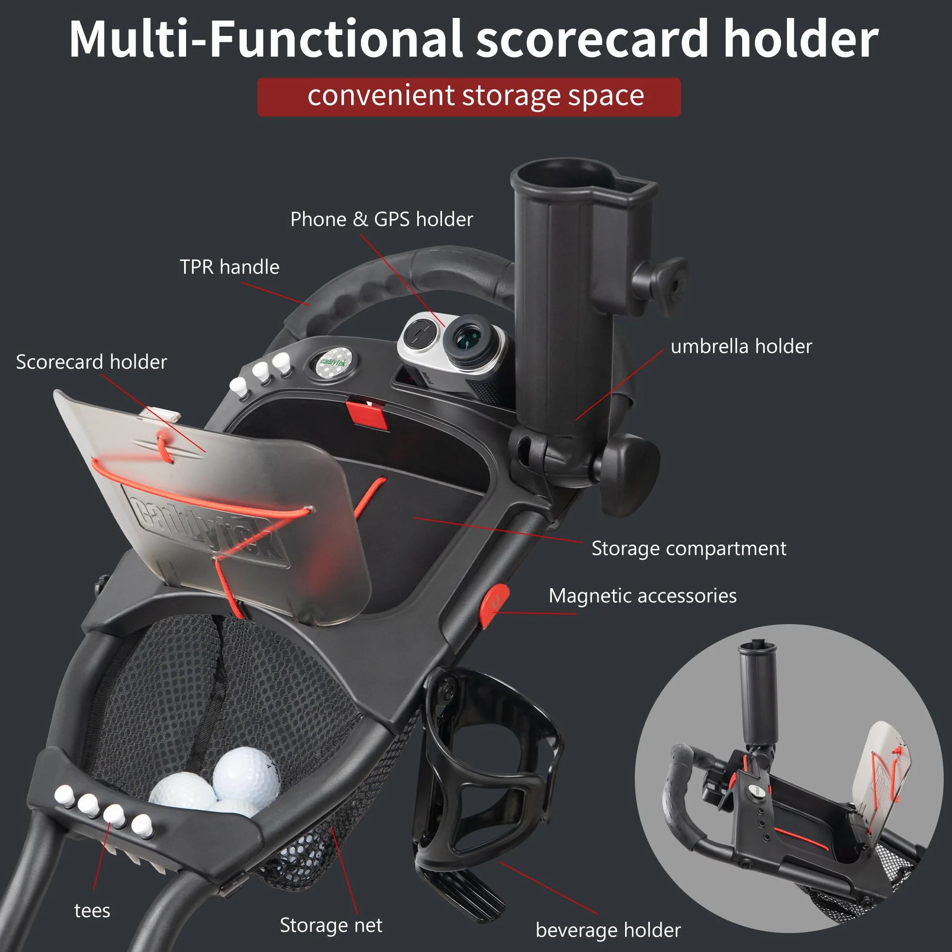 CaddyTek Caddylite wózek golfowy 15,3 V2, Deluxe Quad-Fold, lekki, 3 kolory