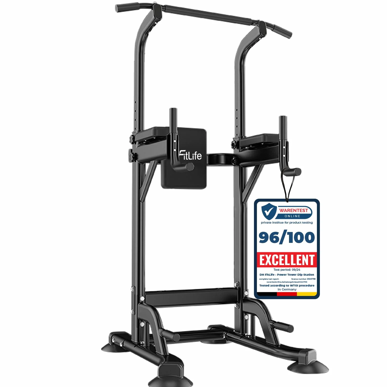 DH FitLife Power Tower Dip Station Sprzęt sportowy z drążkiem do podciągania, drążkami dip i plecami, stacją treningową, stacją fitness, rzymskim krzesłem kulturystycznym, Power Rack dla domu