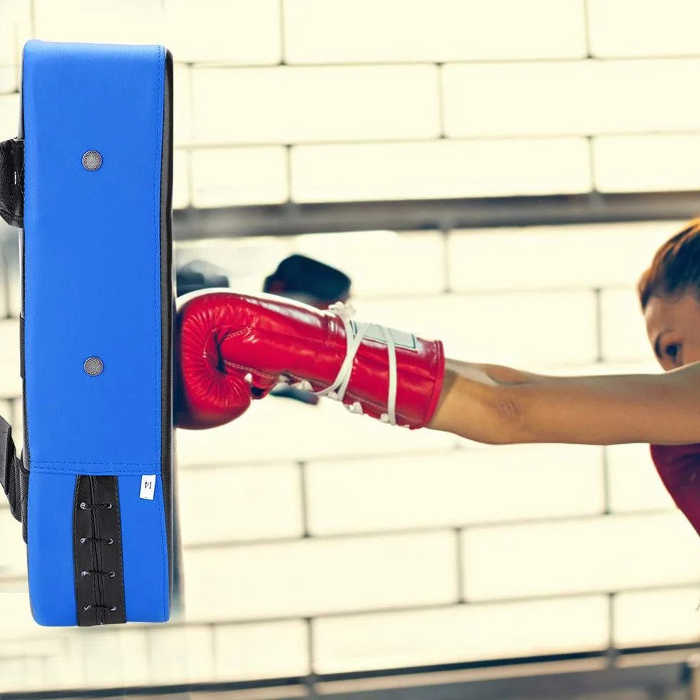 Podkładka ze skóry PU, odporna na wstrząsy zagęszczona trening bokserski Sanda Trening docelowy Thai Pad odpowiednia do ćwiczeń Taekwondo i Sanda (niebieska)