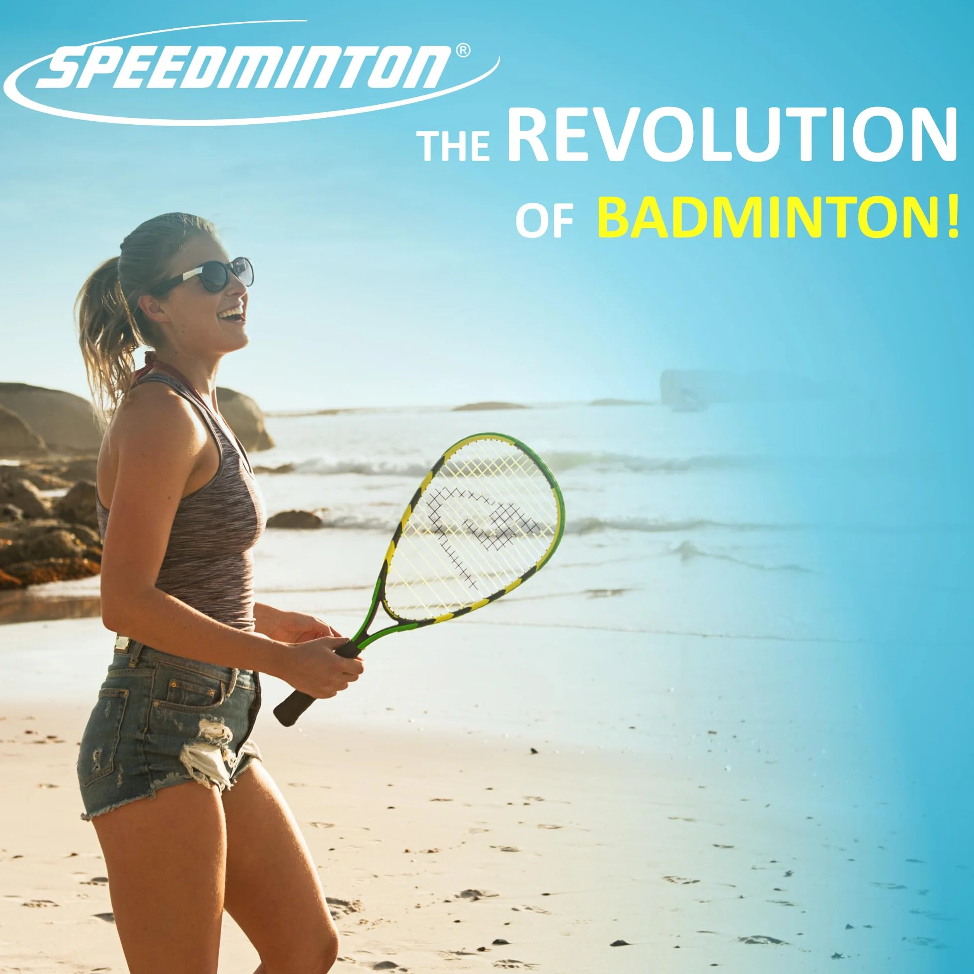 Speedminton® S900 zestaw Speed Badminton Crossminton z kijami węglowymi, 5 Speeder®, pole do gry, torba