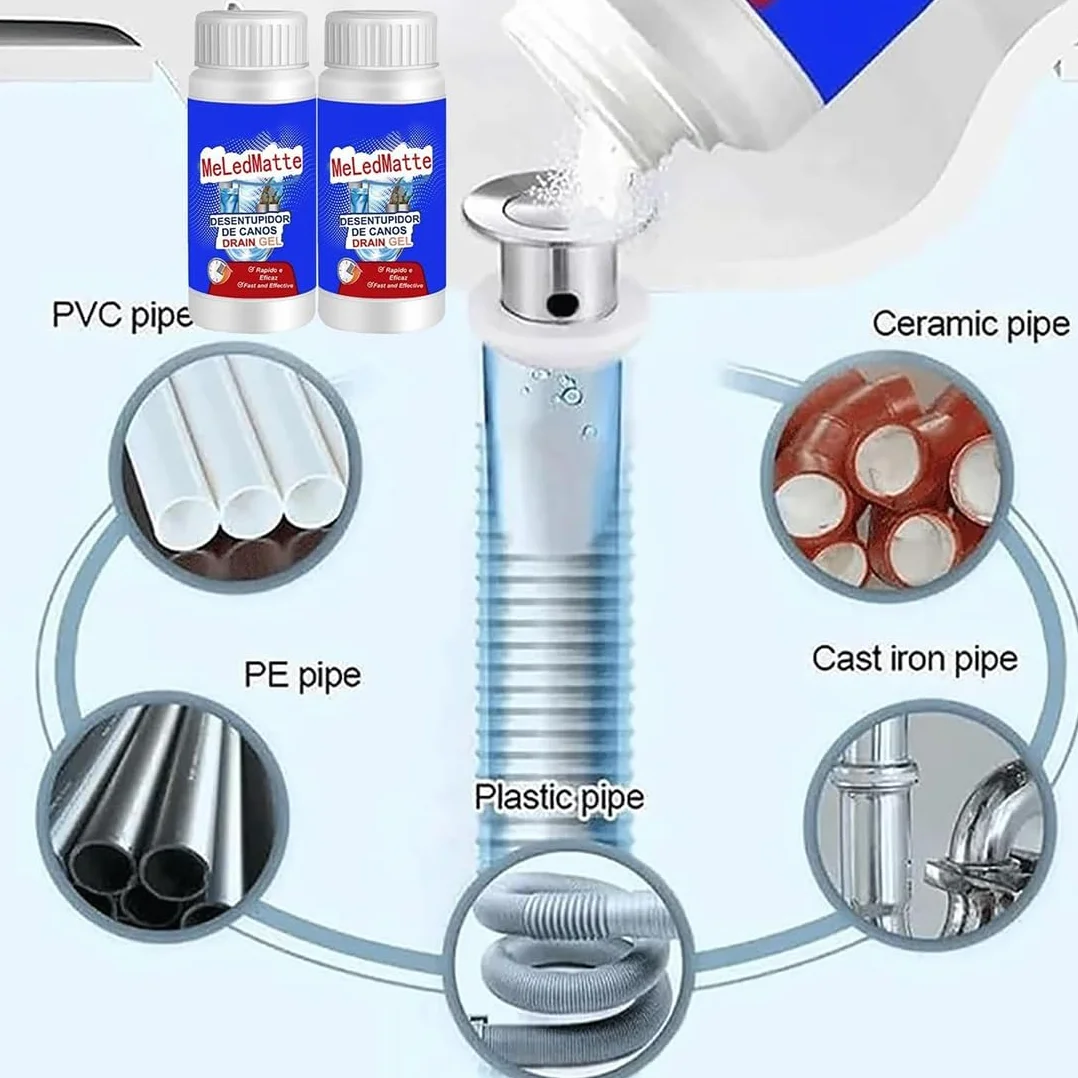 Meledmatte Żel odpływowy, ulepszona formuła, potężny środek do pogłębiania rur, wydajny środek do pogłębiania rur Meledmatte, Meledmatte środek do czyszczenia odpływów toaletowych, łatwe czyszczenie