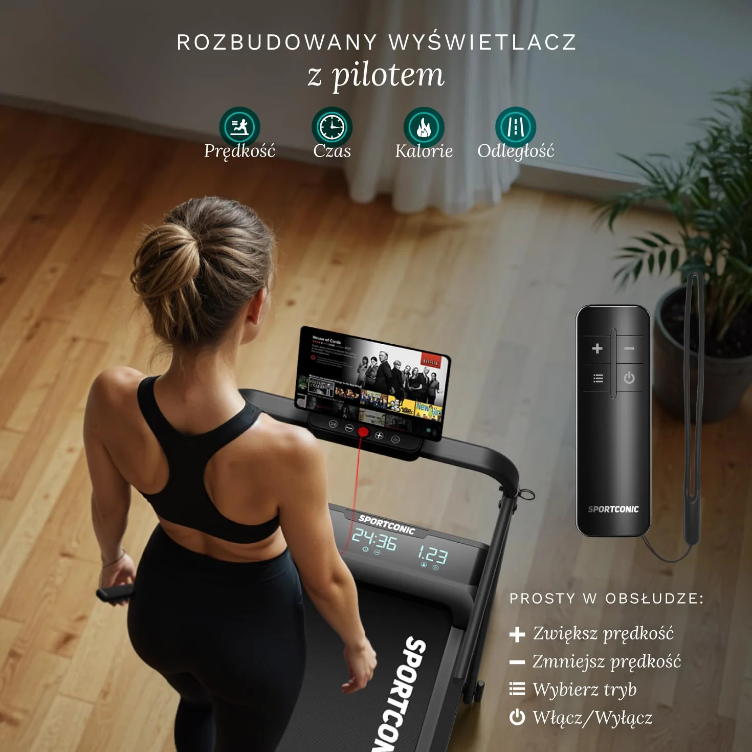 Sportconic Bieżnia do Domu z Nachyleniem, Walking Pad, Kompaktowa i Cicha Bieżnia, Bieżnia pod Biurko do Chodzenia i Biegania