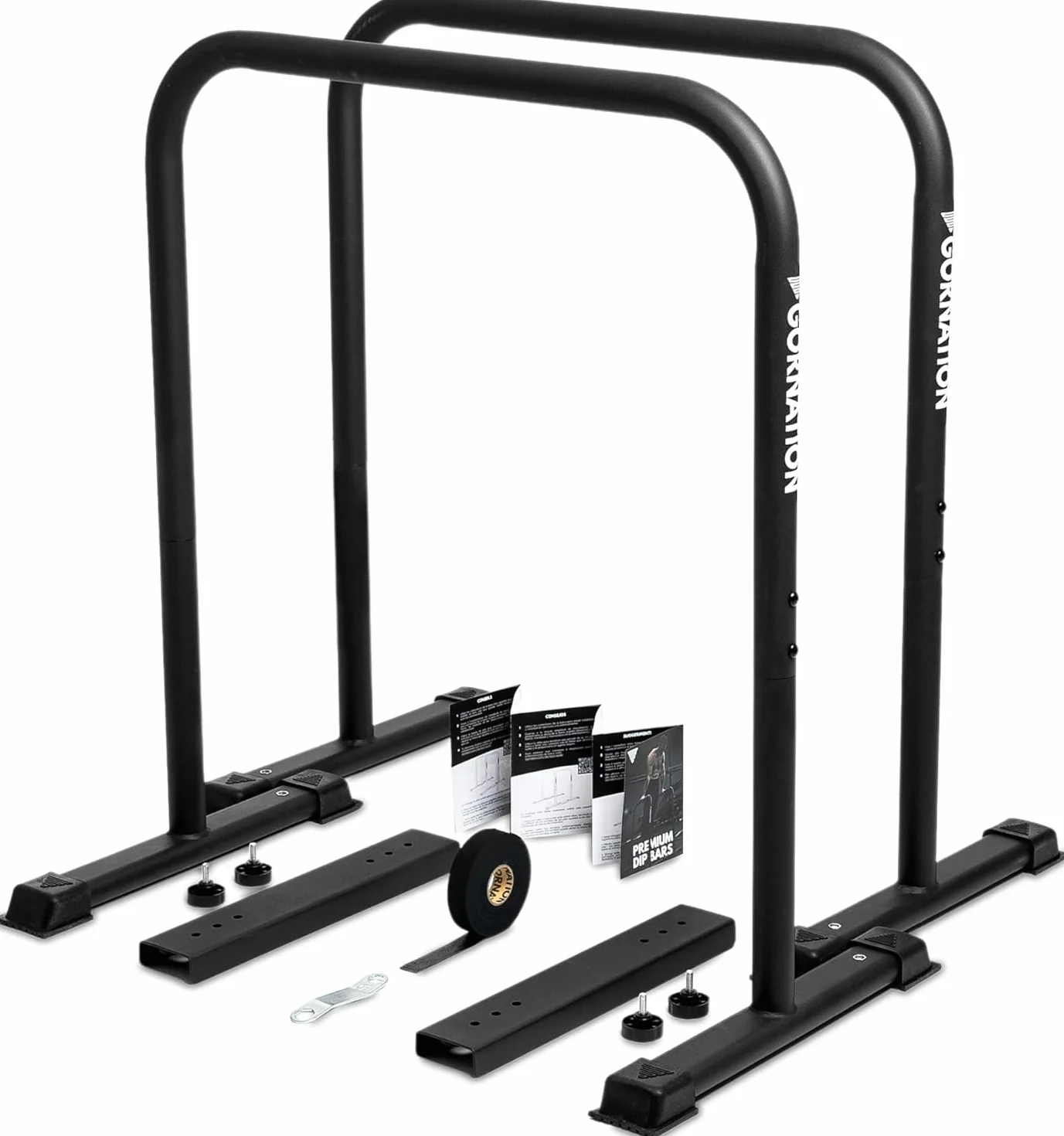 Drążki do dipów GORNATION® Premium | Sprzęt do kalisteniki i treningu fitness z regulowanymi ustawieniami i antypoślizgowymi nóżkami | Drążki do ćwiczeń w domu i na zewnątrz
