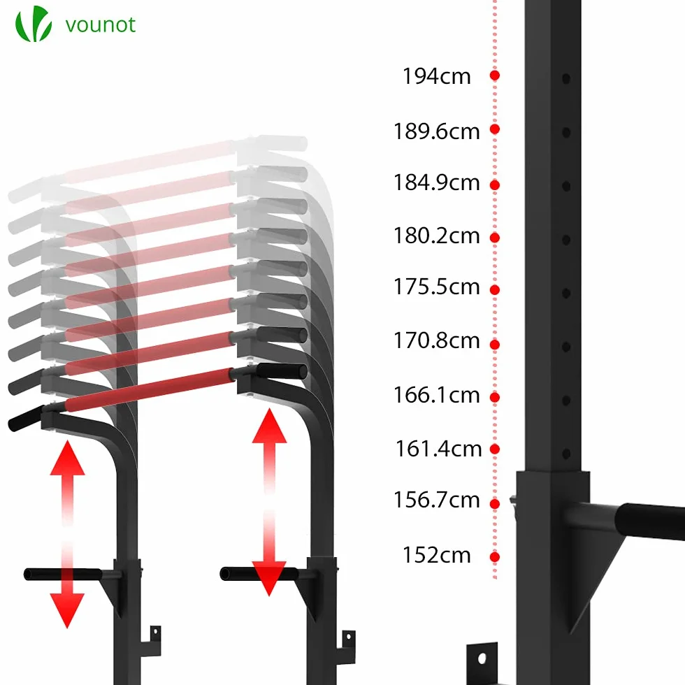VOUNOT Power Tower, Dip Station Pull Up Bar do domowej siłowni treningu siłowego, sprzęt treningowy, czarny, 1 osoba, 6544236249111