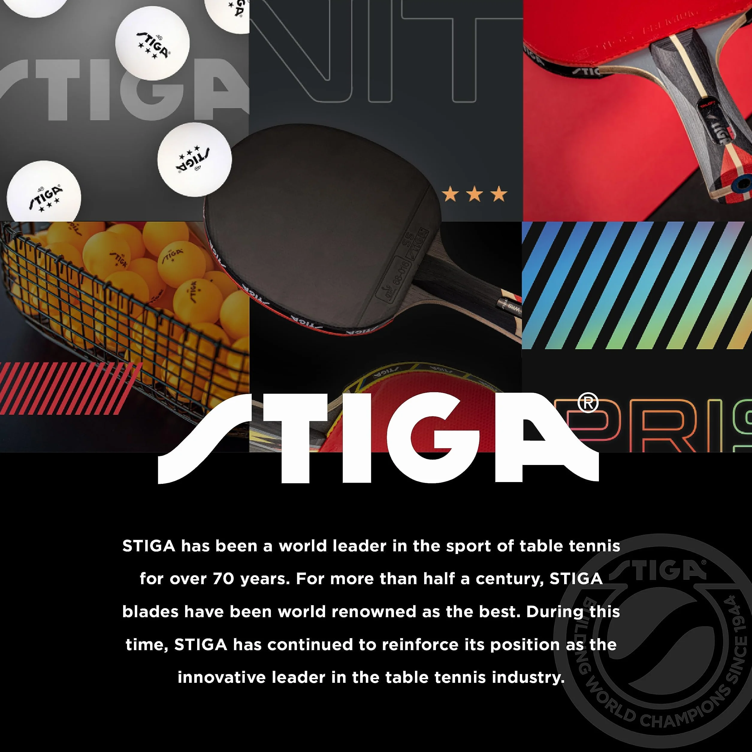 STIGA Pro Carbon rakieta do tenisa stołowego z technologią węglową czerwona niebieska