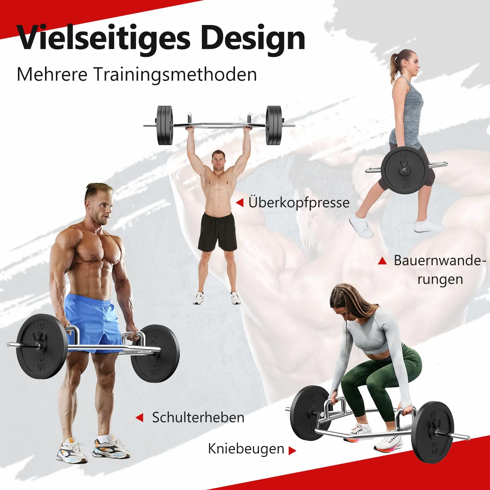 GOPLUS Trap Bar, sześciokątny drążek ze stali o obciążeniu do 226 kg, sztanga ze składanym uchwytem, radełkowanie i zamknięcie sprężynowe, drążek sześciokątny do przysiadów i martwego ciągu, srebrny