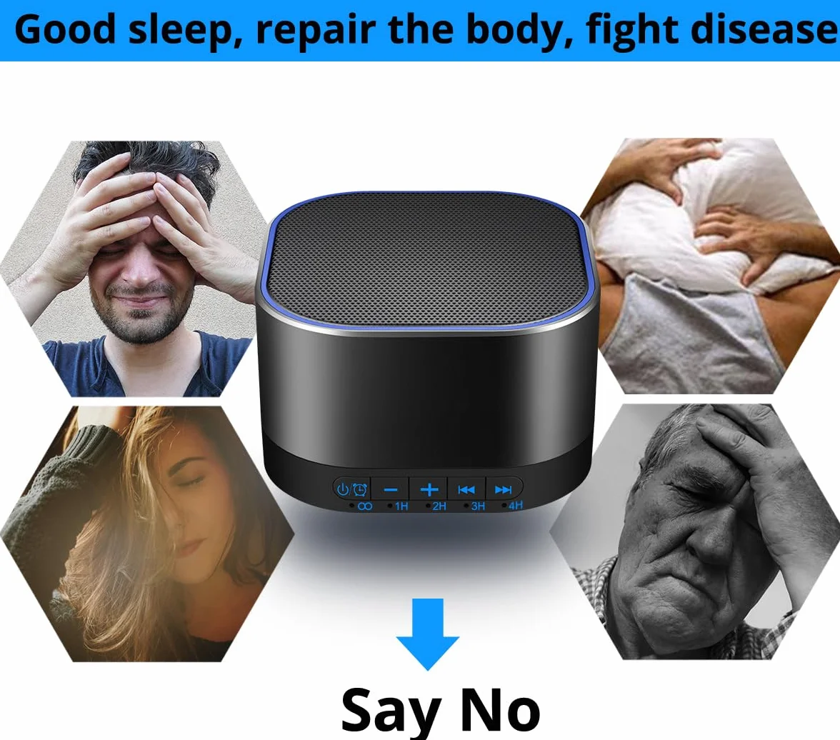 Magicteam Sound Machine White Noise Machine z 20 niezapętlającymi naturalnymi dźwiękami kojącymi i funkcją pamięci, 32 poziomy głośności, zasilany prądem zmiennym lub USB i timerem, terapia dźwiękiem