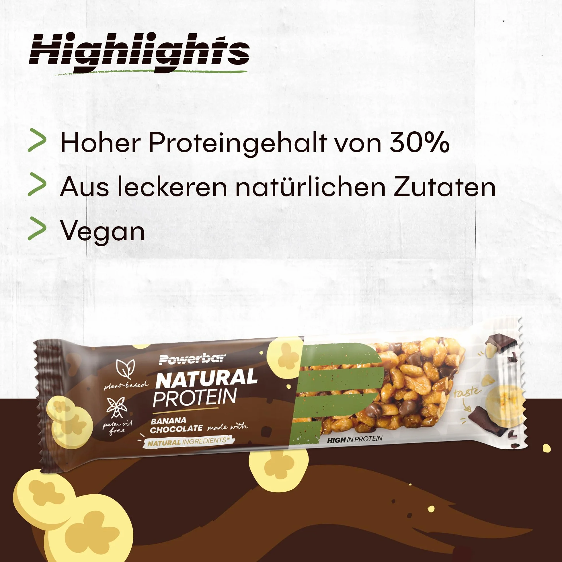 Powerbar Natural Protein Banana Chocolate 18 x 40 g – wegański batonik proteinowy + naturalne składniki