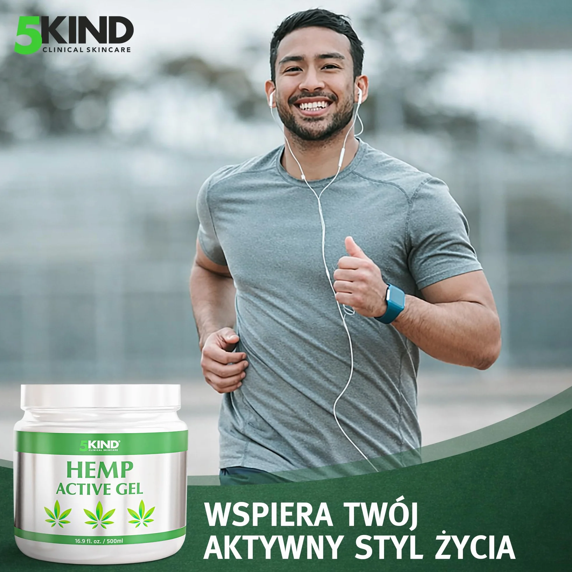 5kind uspokajający aktywny żel konopny do mięśni i stawów – bardzo skuteczna, uspokajająca formuła z olejkiem konopi i naturalnymi ekstraktami, uspokaja stopy, kolana, plecy, ramiona 500 ml