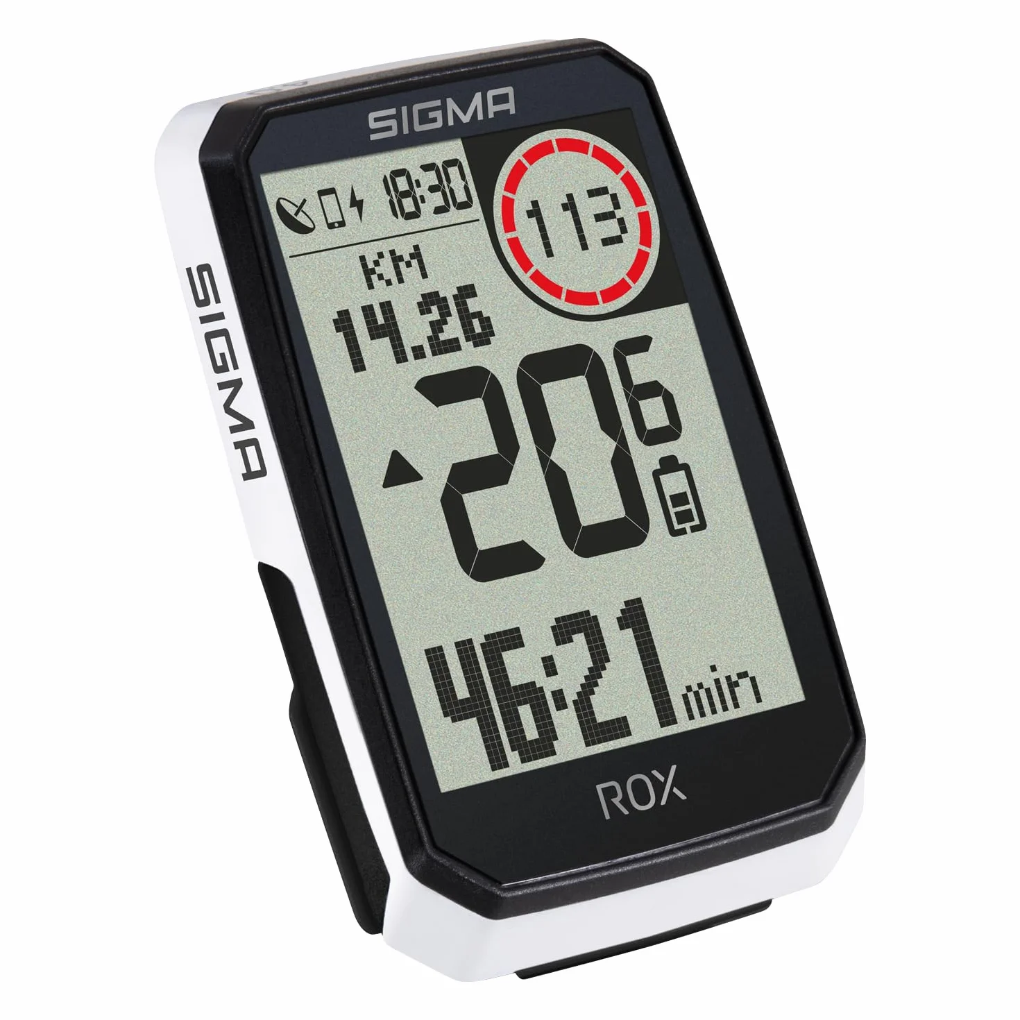 SIGMA ROX 4.0 Endurance White HR Set | komputer rowerowy GPS z czujnikiem tętna i przyciskiem OVERCLAMP | czas pracy baterii 41 h, kompatybilny z 30 funkcjami, takimi jak pomiar wysokości i prędkości