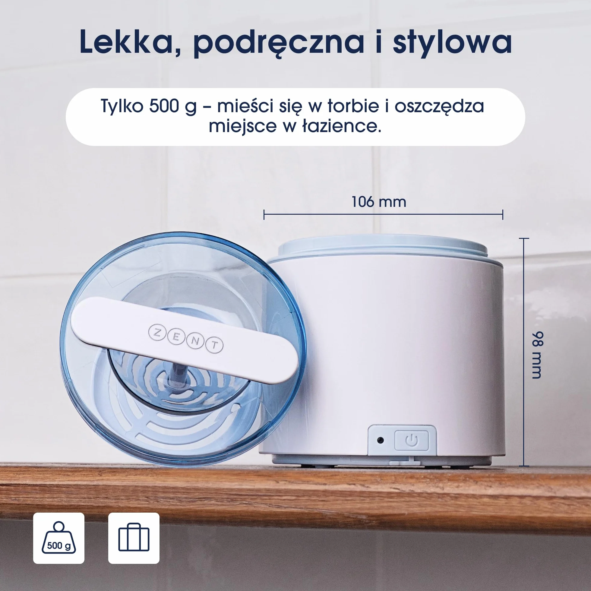 ZENT SoniQWave Myjka ultradźwiękowa do aparatów ortodontycznych, protez, nakładek i biżuterii - Kompaktowa, Technologia czyszczenia 360°, 5-minutowy cykl, Stal nierdzewna