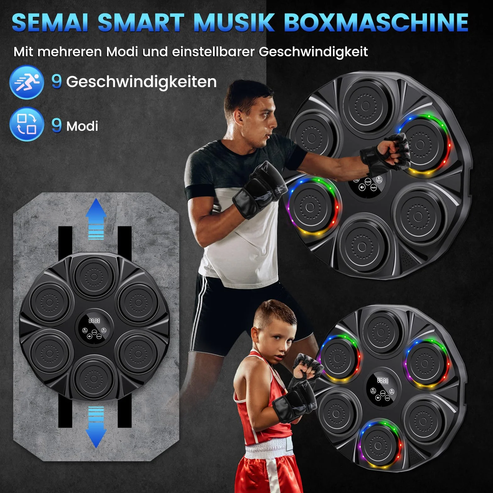 semai Music Boxing Machine, maszyna bokserska LED, montowany na ścianie, obsługuje Bluetooth, 9 trybów prędkości i tryb liczenia
