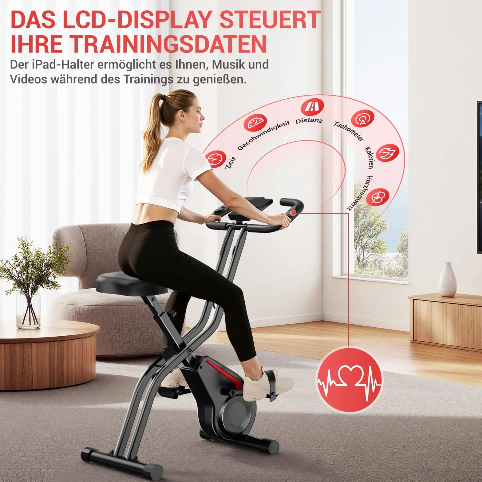 Rower treningowy składany stalowy 136 kg regulowany 140-190 cm