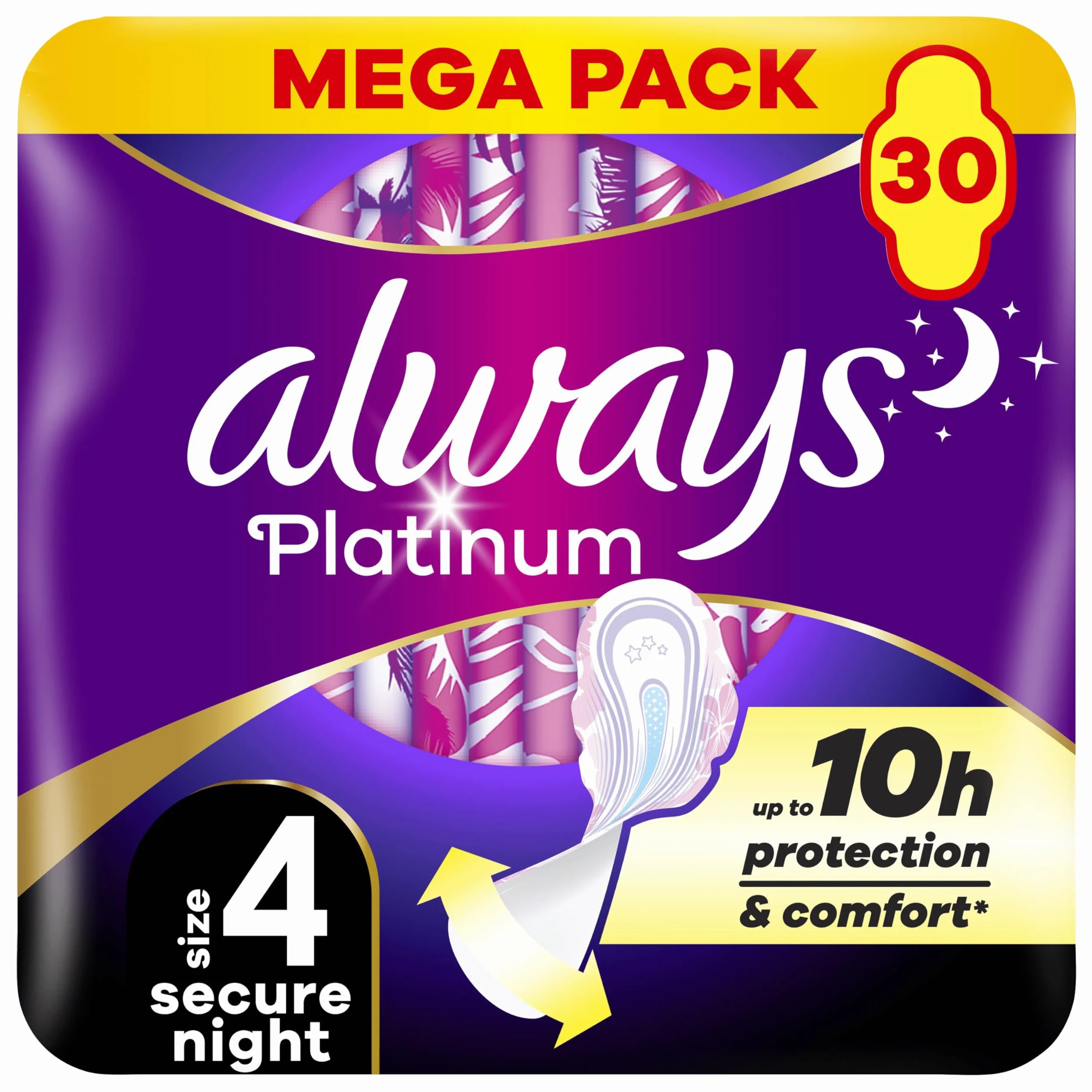 Always Platinum Secure Night (rozmiar 4) Podpaski ze skrzydełkami 30