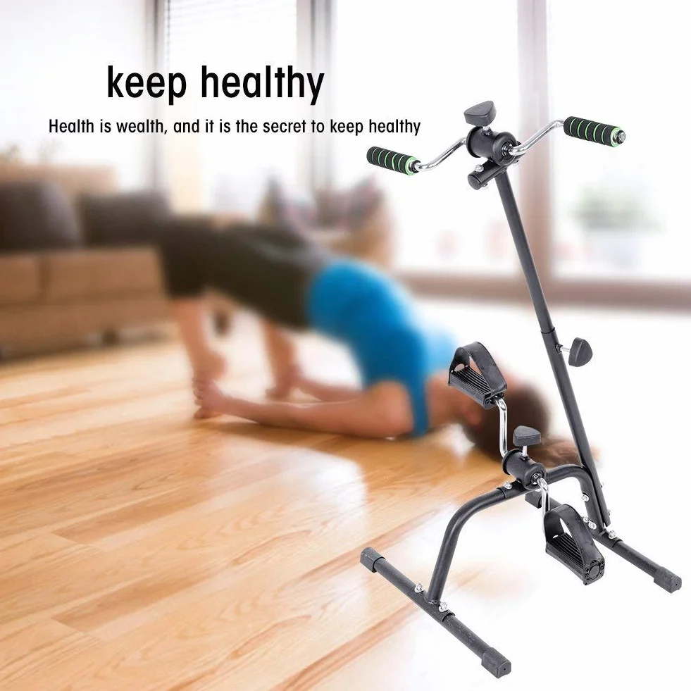 Mini rower treningowy, ćwiczenia ramion i nóg, trening rowerowy dla osób starszych z niepełnosprawnościami, czarny, stal nierdzewna, regulowane siedzisko i opór, tarcie