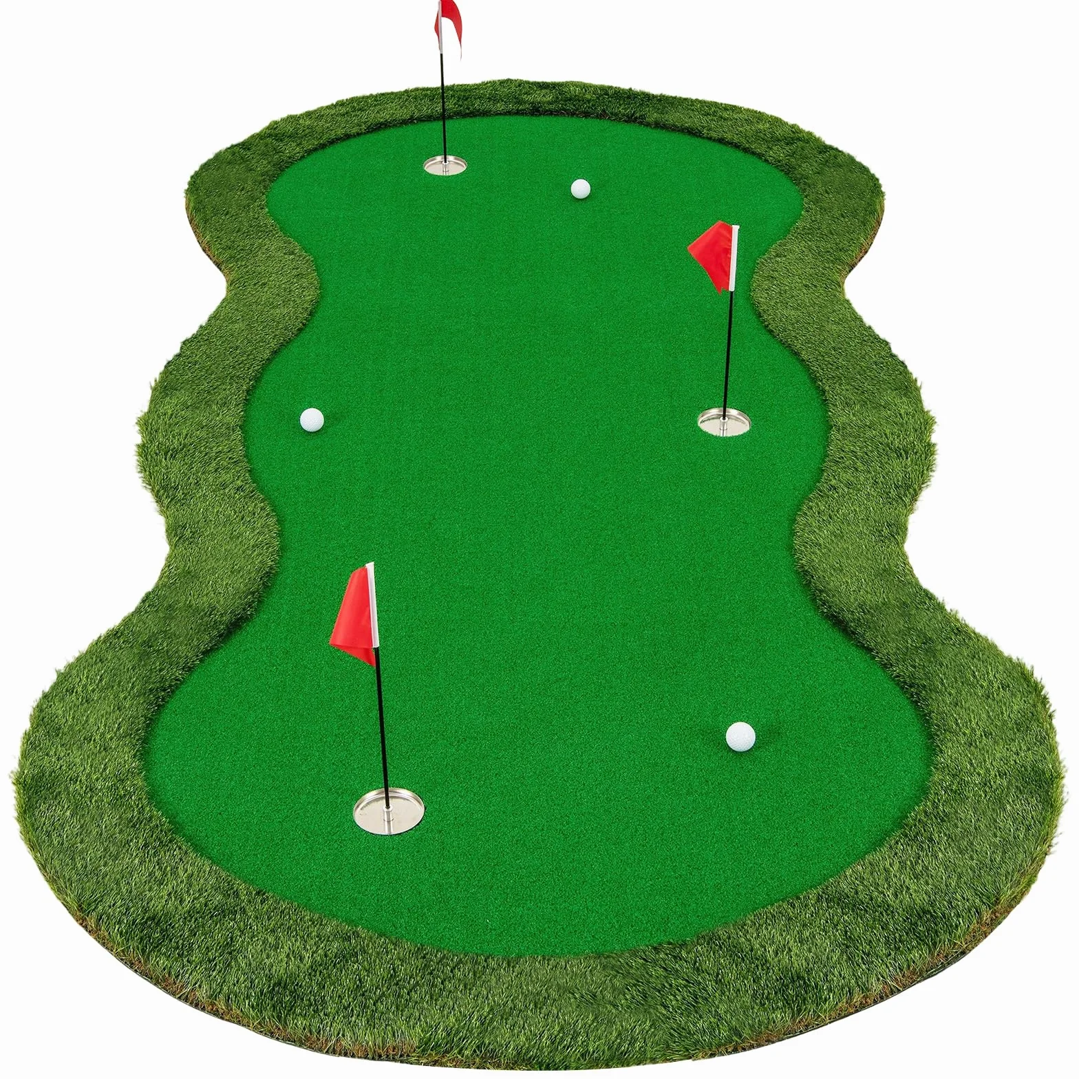 COSTWAY mata do ćwiczeń golfowych 300x150 cm 3 otwory z piłkami